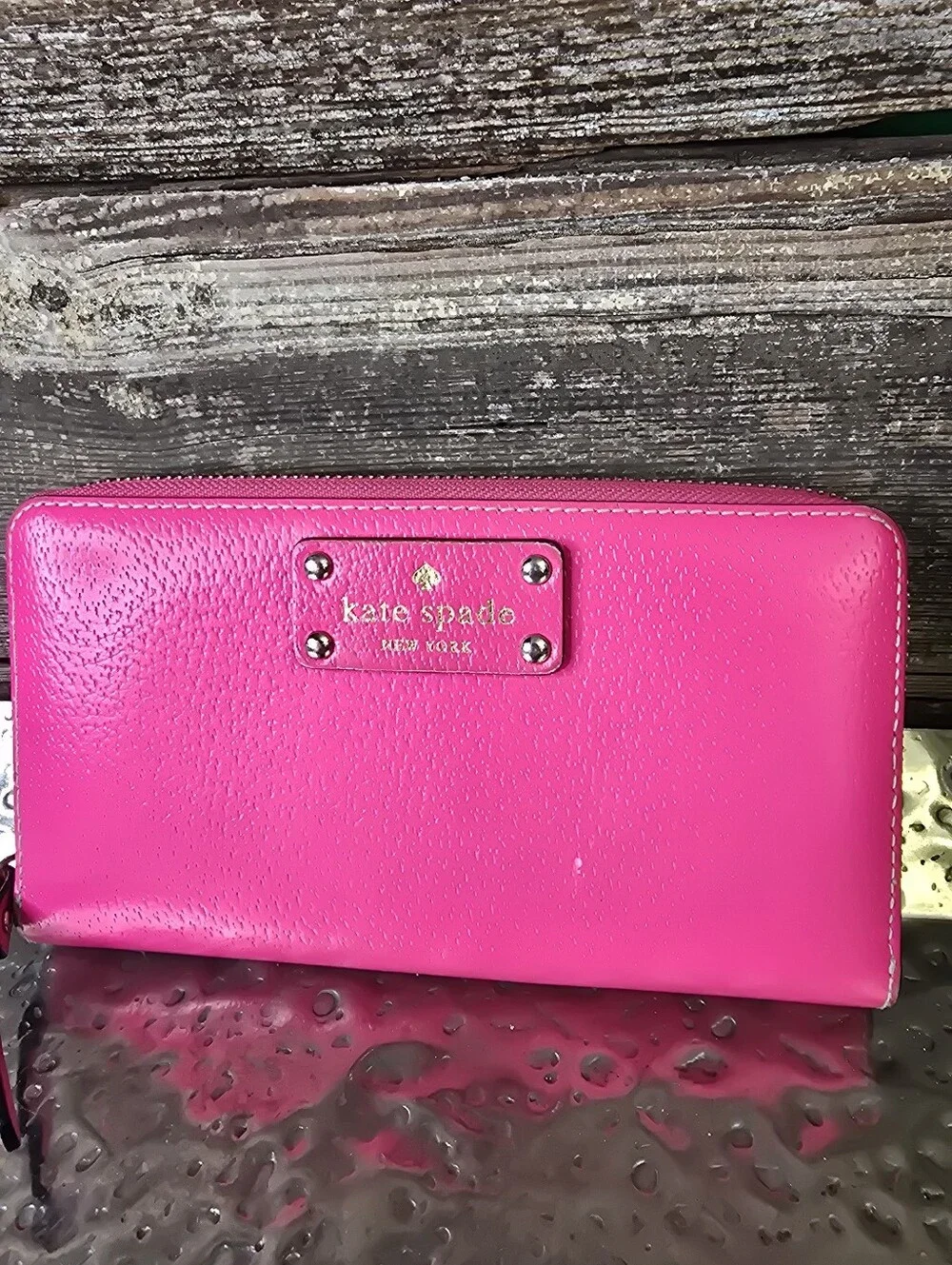Kate Spade Hot Pink Leather Zip Around Continental Wallet
